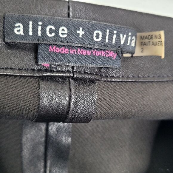 Alice + Olivia Lamb Leather Front Zip Leggings Size 2 - Picture 8 of 13